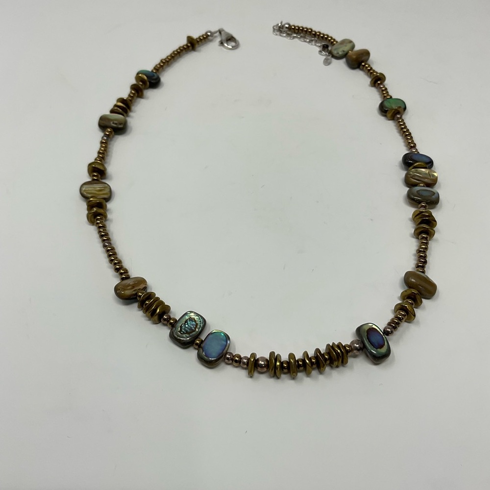 Silpada Sterling Silver Abalone Shell Bronze Bead Necklace EUC - Picture 3 of 10